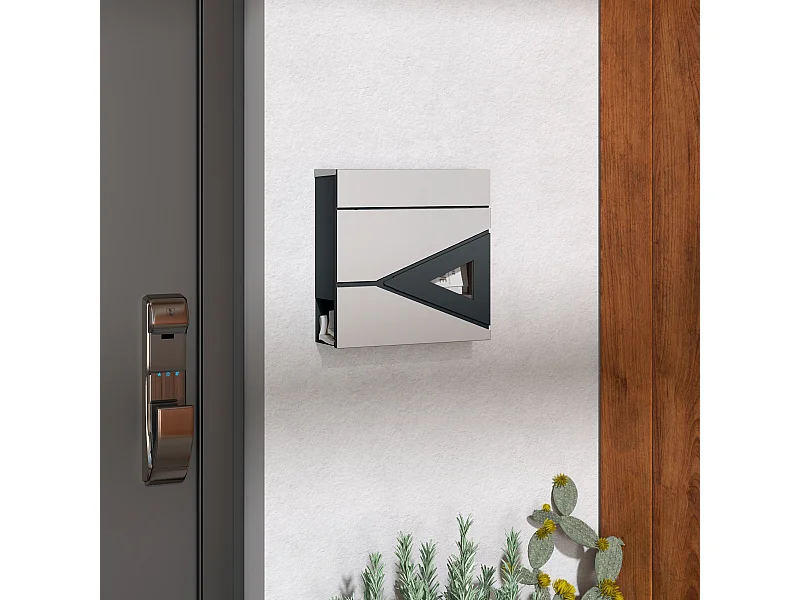 Boîte aux lettres murale design verrouillable - fenêtre - kit visserie inclus -  acier galvanisé inox