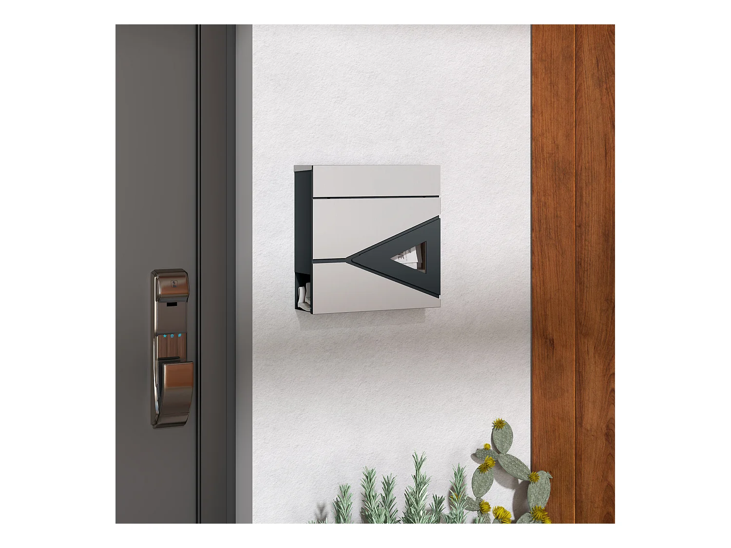 Boîte aux lettres murale design verrouillable - fenêtre - kit visserie inclus -  acier galvanisé inox