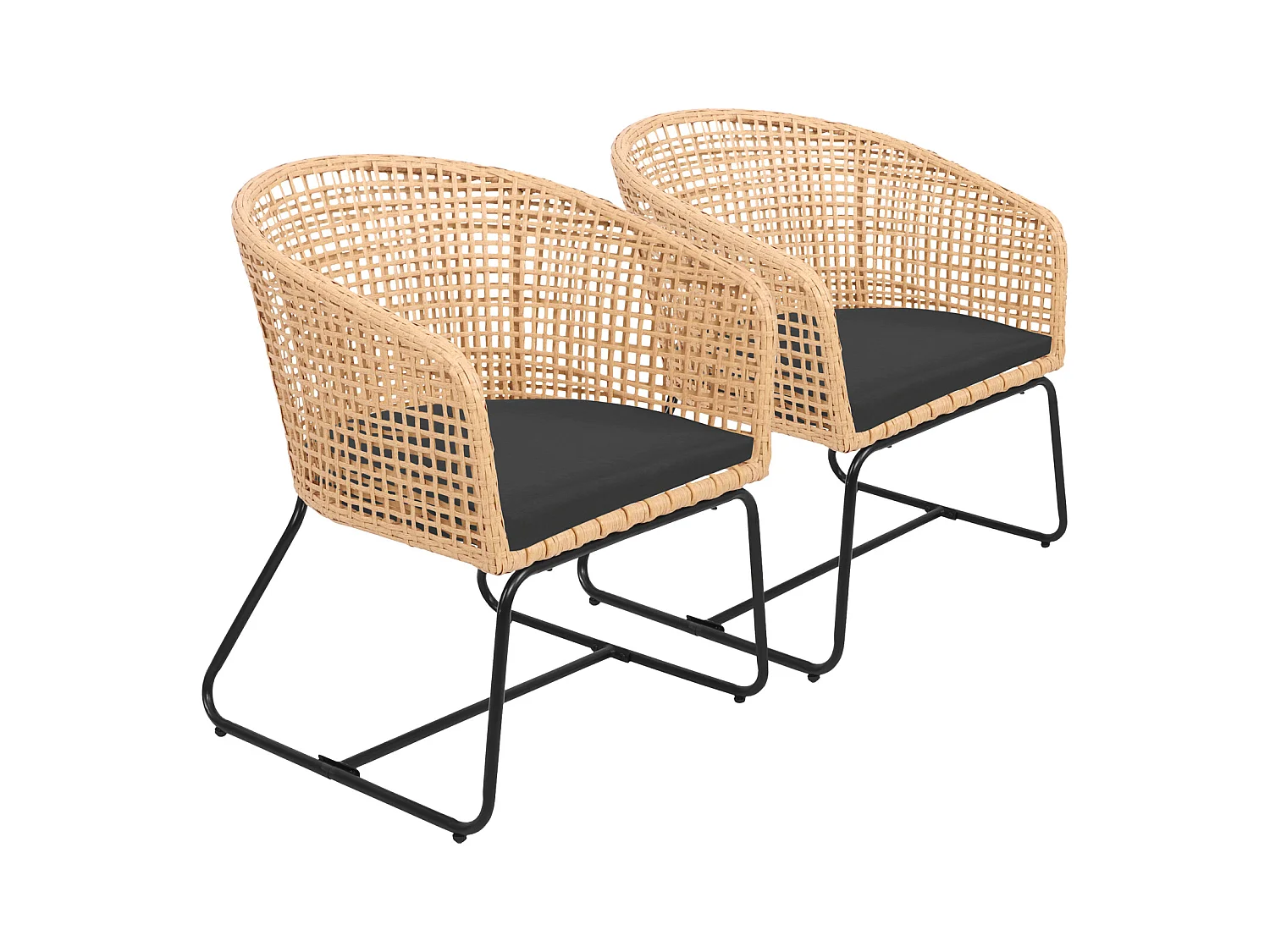 Lot de 2 fauteuils en rotin synthétique avec coussins RINA - HAPPY GARDEN
