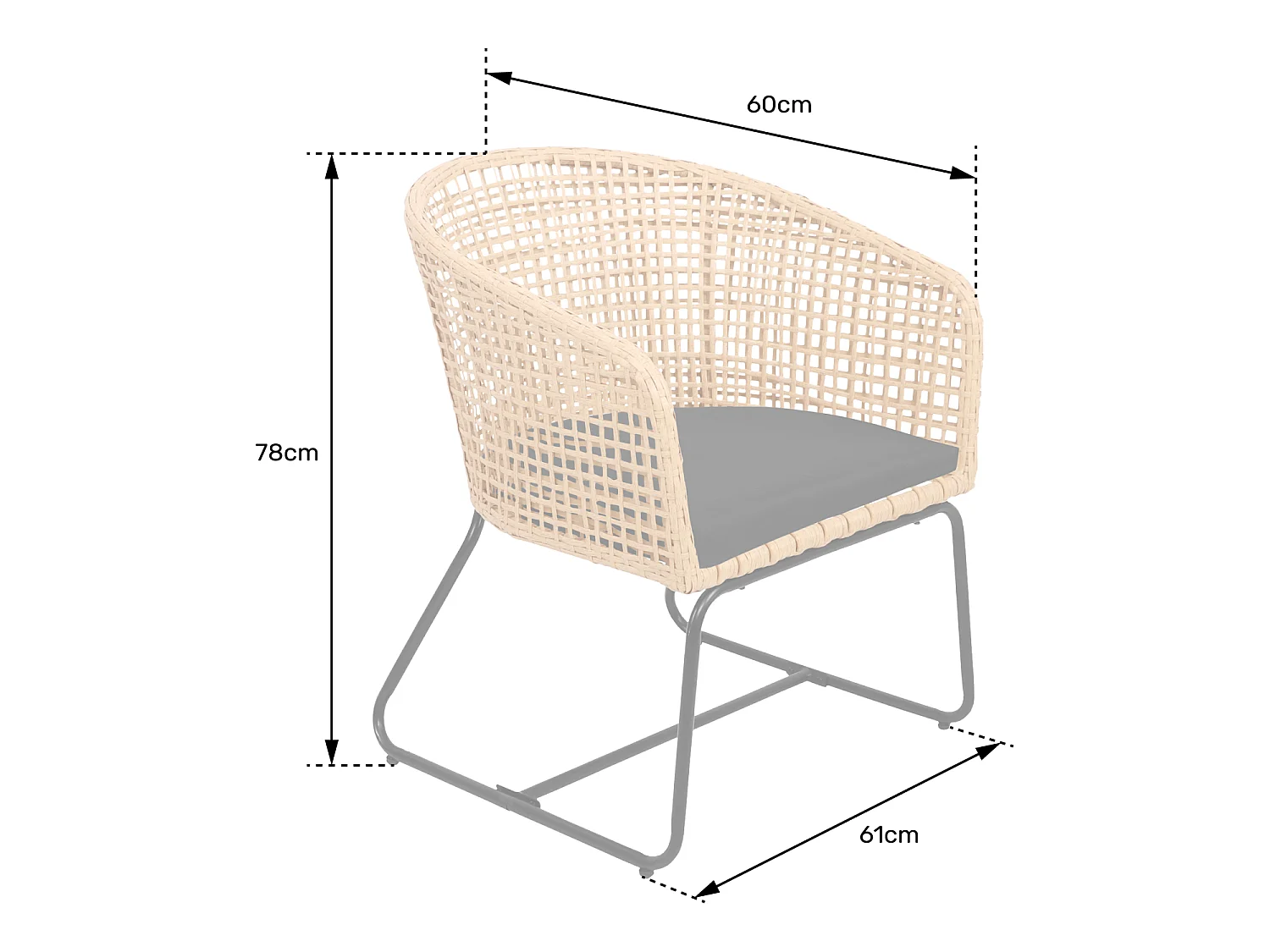 Lot de 2 fauteuils en rotin synthétique avec coussins RINA - HAPPY GARDEN