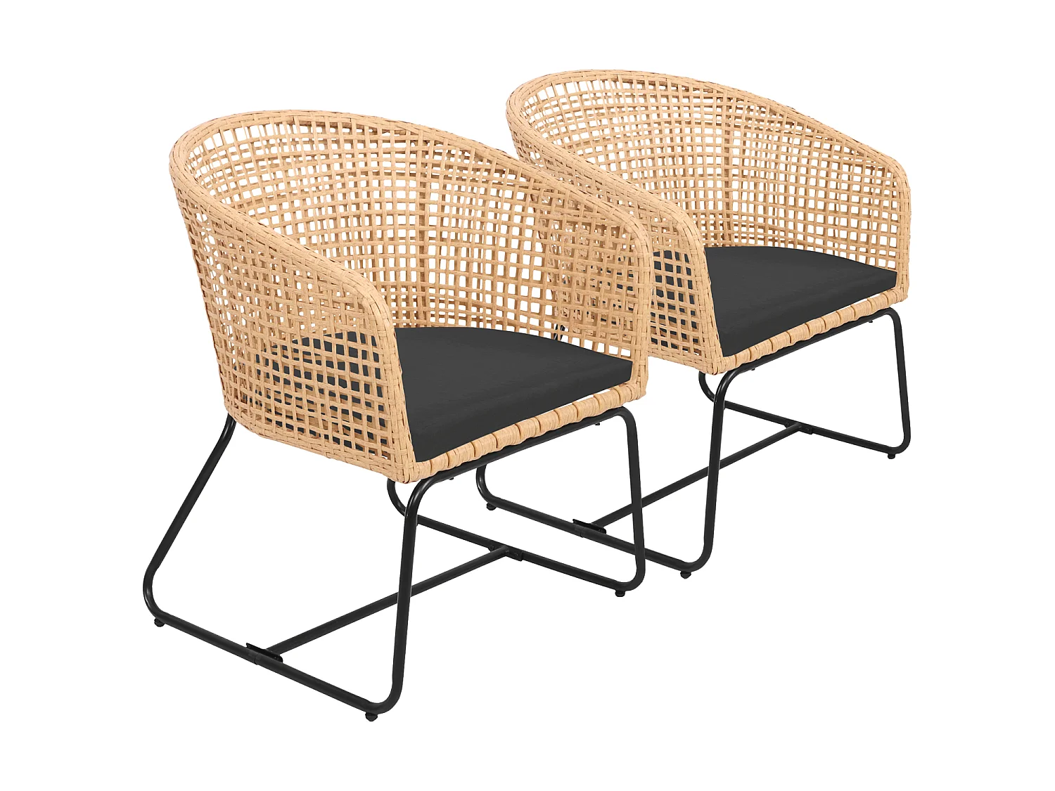 Lot de 2 fauteuils en rotin synthétique avec coussins RINA - HAPPY GARDEN