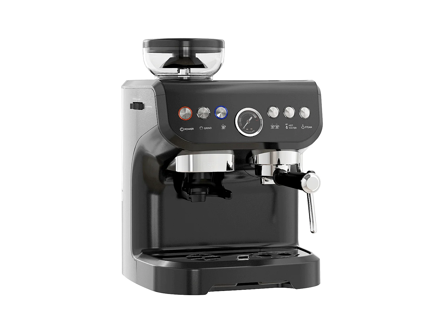 Machine à café à grain - machine à expresso 1600W 15 bars 1 ou 2 tasses réservoir  2L acier inox noir