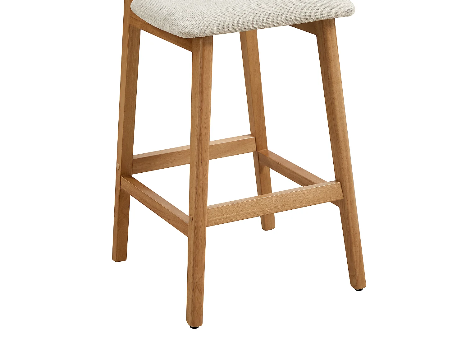 Lot de 2 tabourets en tissu texturé et bois d'hévéa naturel - Beige - LEDIRA
