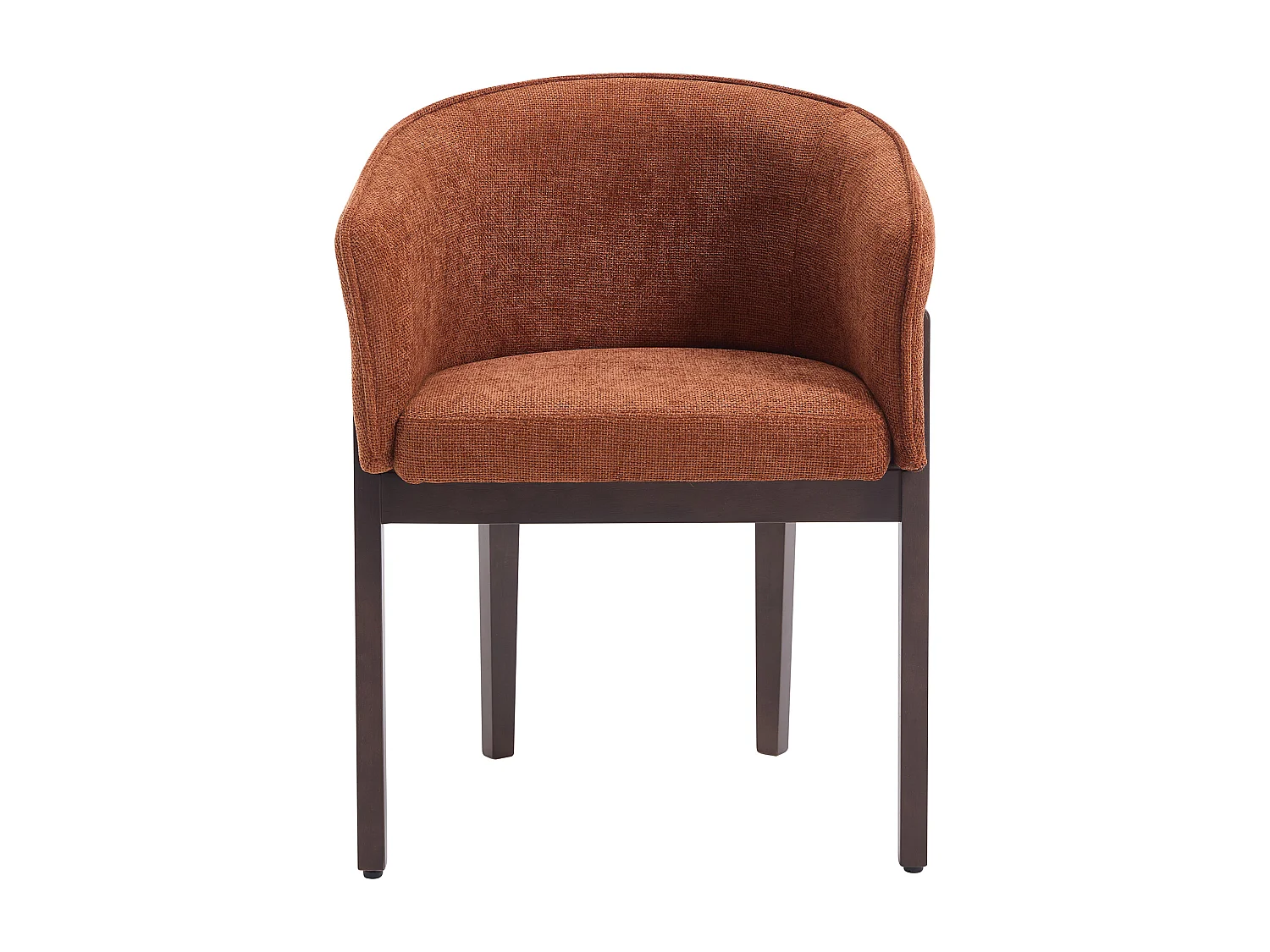 Lot de 2 chaises en tissu texturé et bois d'hévéa naturel foncé - Terracotta - LYLABA