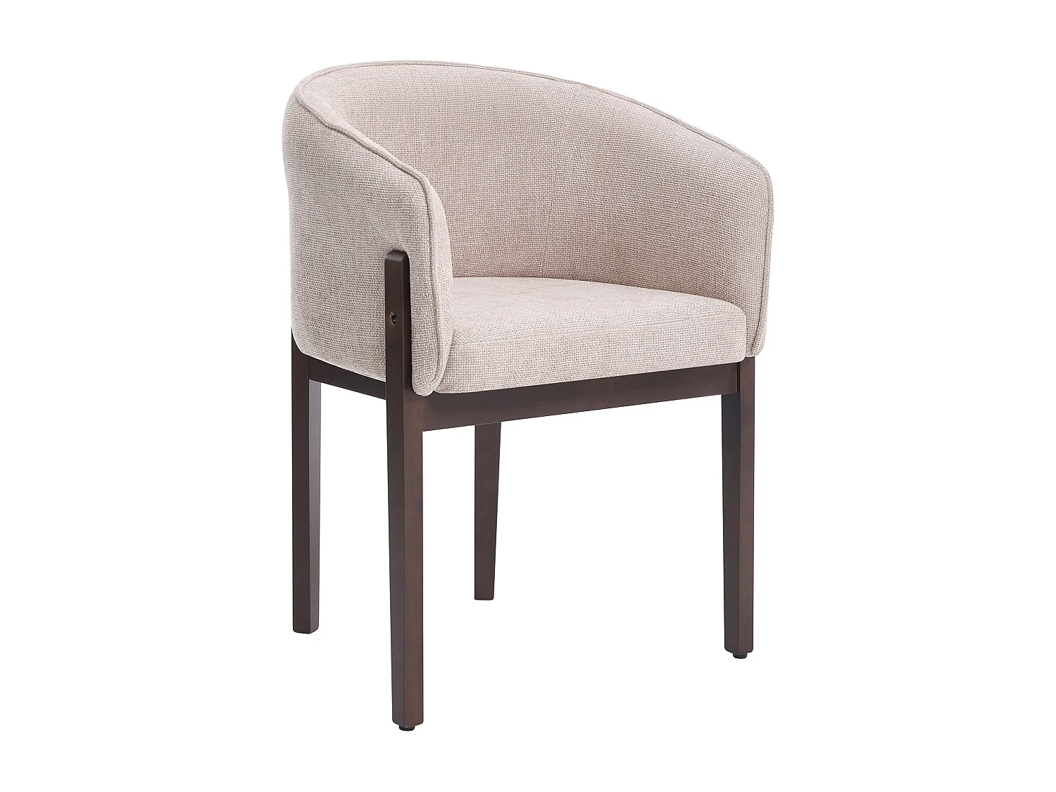 Lot de 2 chaises en tissu texturé et bois d'hévéa naturel foncé - Beige - LYLABA