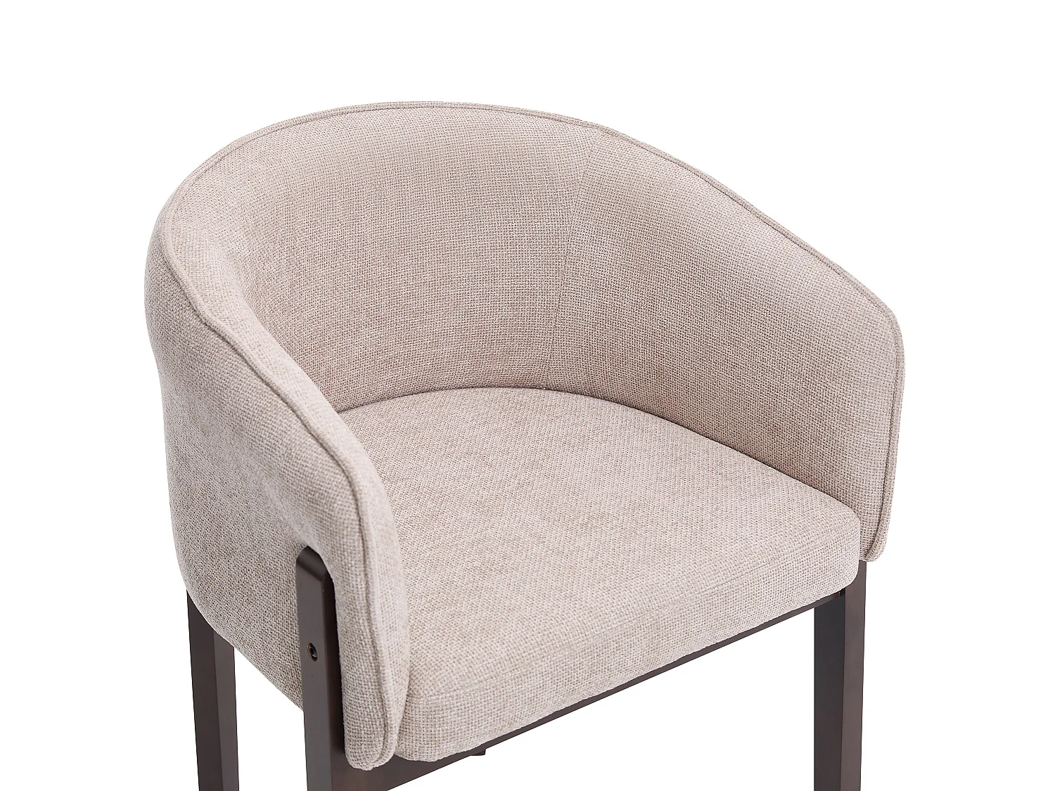 Lot de 2 chaises en tissu texturé et bois d'hévéa naturel foncé - Beige - LYLABA