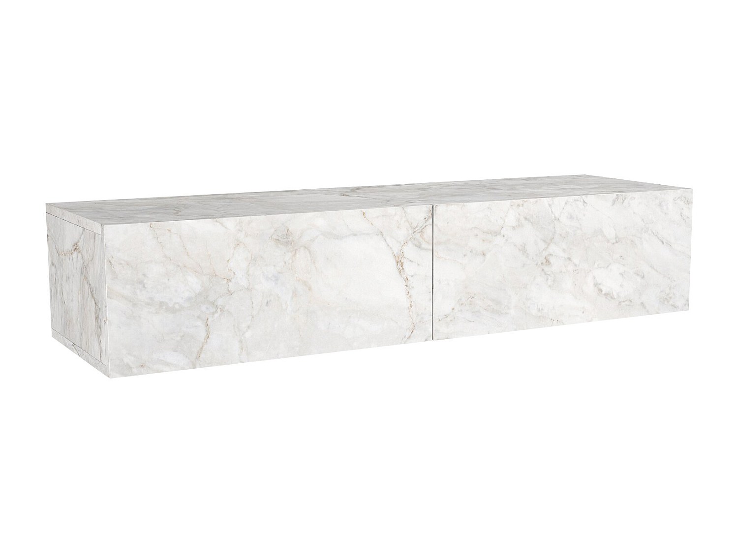 Wandkonsole hängend mit 2 Türen - Marmoroptik Weiß - TENIDA günstig online kaufen