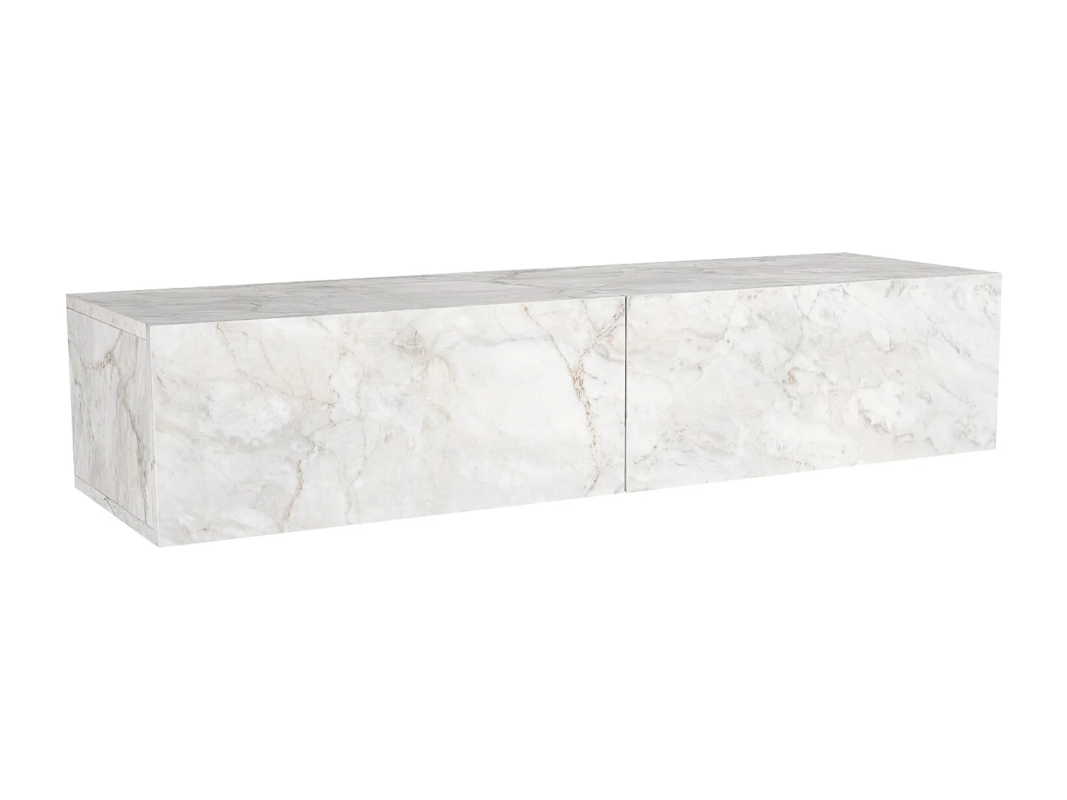 Console suspendue avec 2 portes - Effet marbre blanc - TENIDA