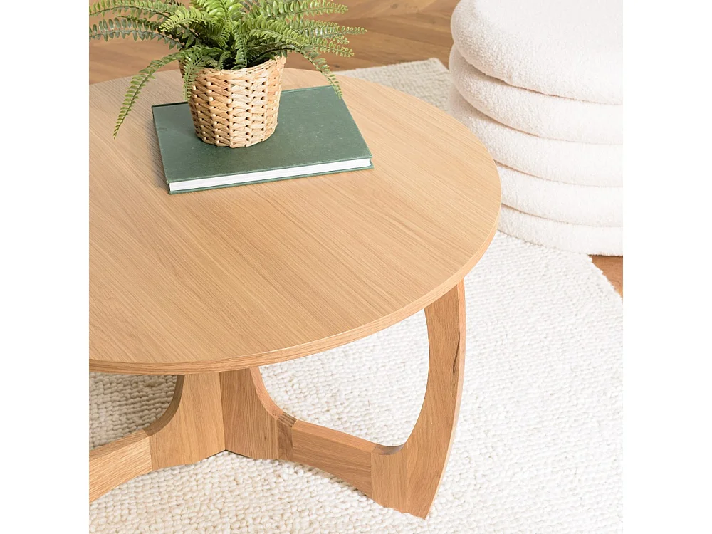 SYA - Table basse ronde D80 décor et chêne naturel pied ajouré