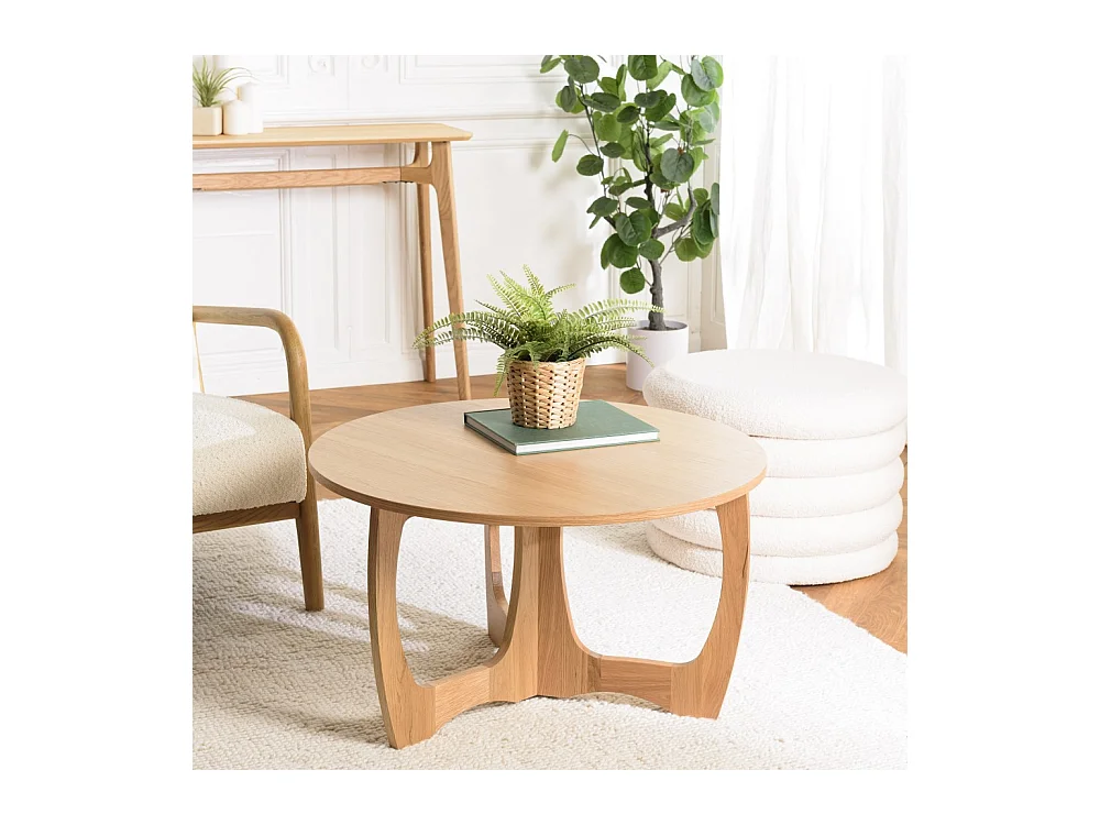 SYA - Table basse ronde D80 décor et chêne naturel pied ajouré