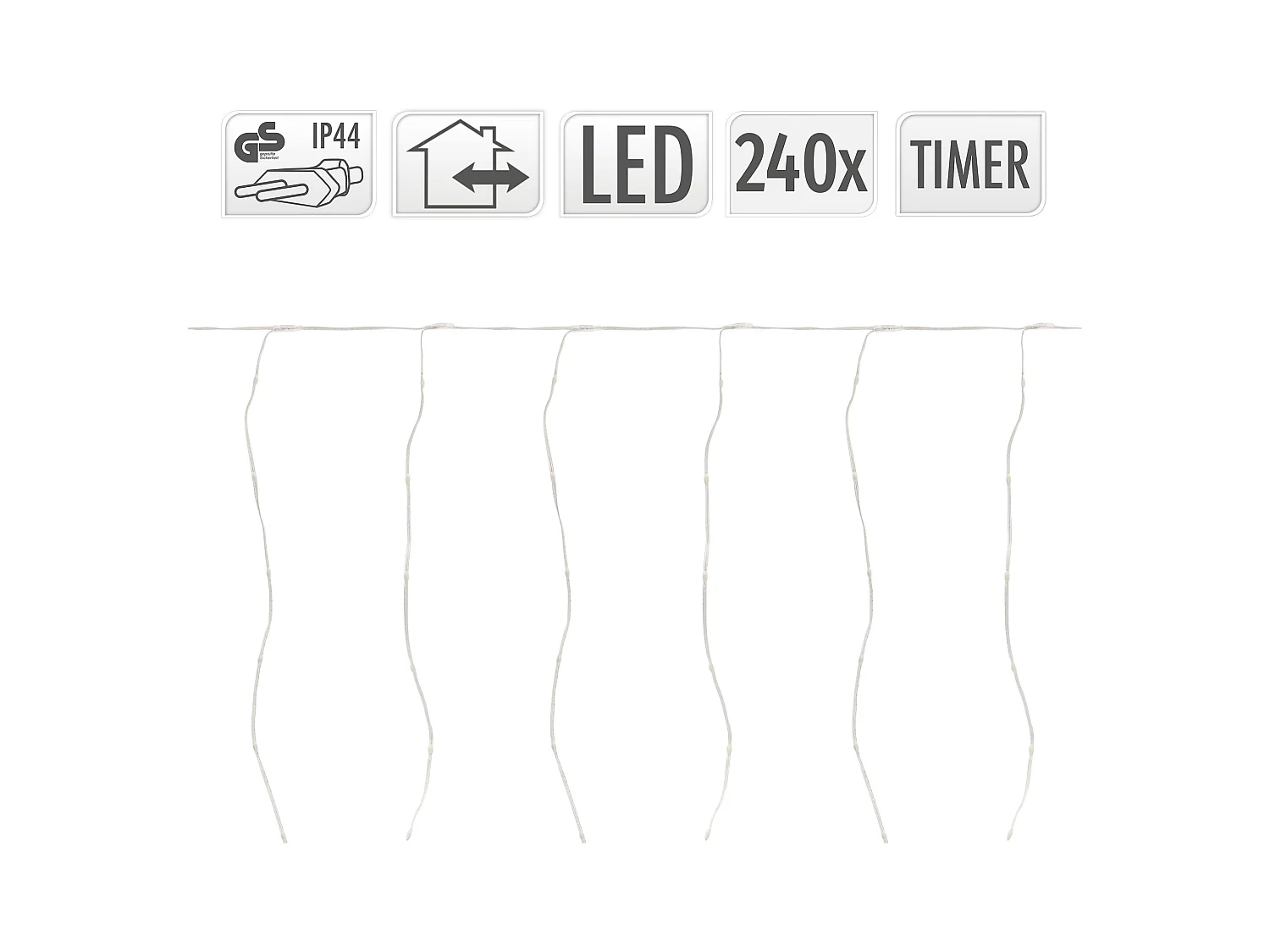 ECD Germany LED Lichtervorhang 600 cm 240 LEDs Warmweiß inkl. Timer 19 Leuchtmodi Weihnachtsdeko Vorhang für Innen/Außen Weihnachten LED Lichterkette