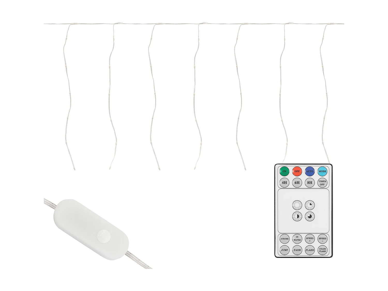 ECD Germany Cortina de luces de Navidad 6m LED blanco cálido con temporizador, 19 modos iluminación, cadena luminosa decoración colgante para ventana