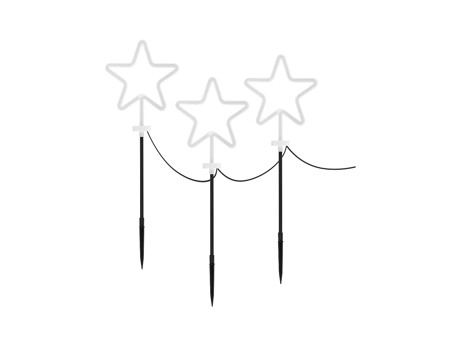 ECD Germany Set 3x estrellas decorativas de navidad 58 cm para jardín, adorno con iluminación de camino para exteriores, decoración de luz con picas