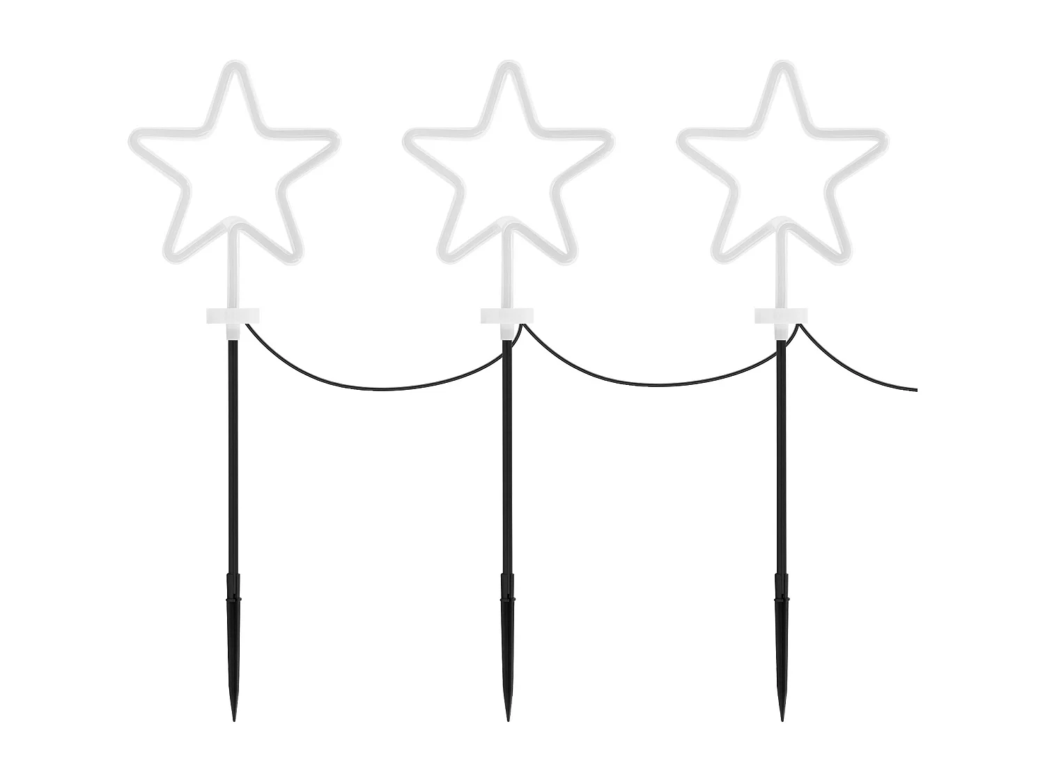 ECD Germany Set 3x estrellas decorativas de navidad 58 cm para jardín, adorno con iluminación de camino para exteriores, decoración de luz con picas