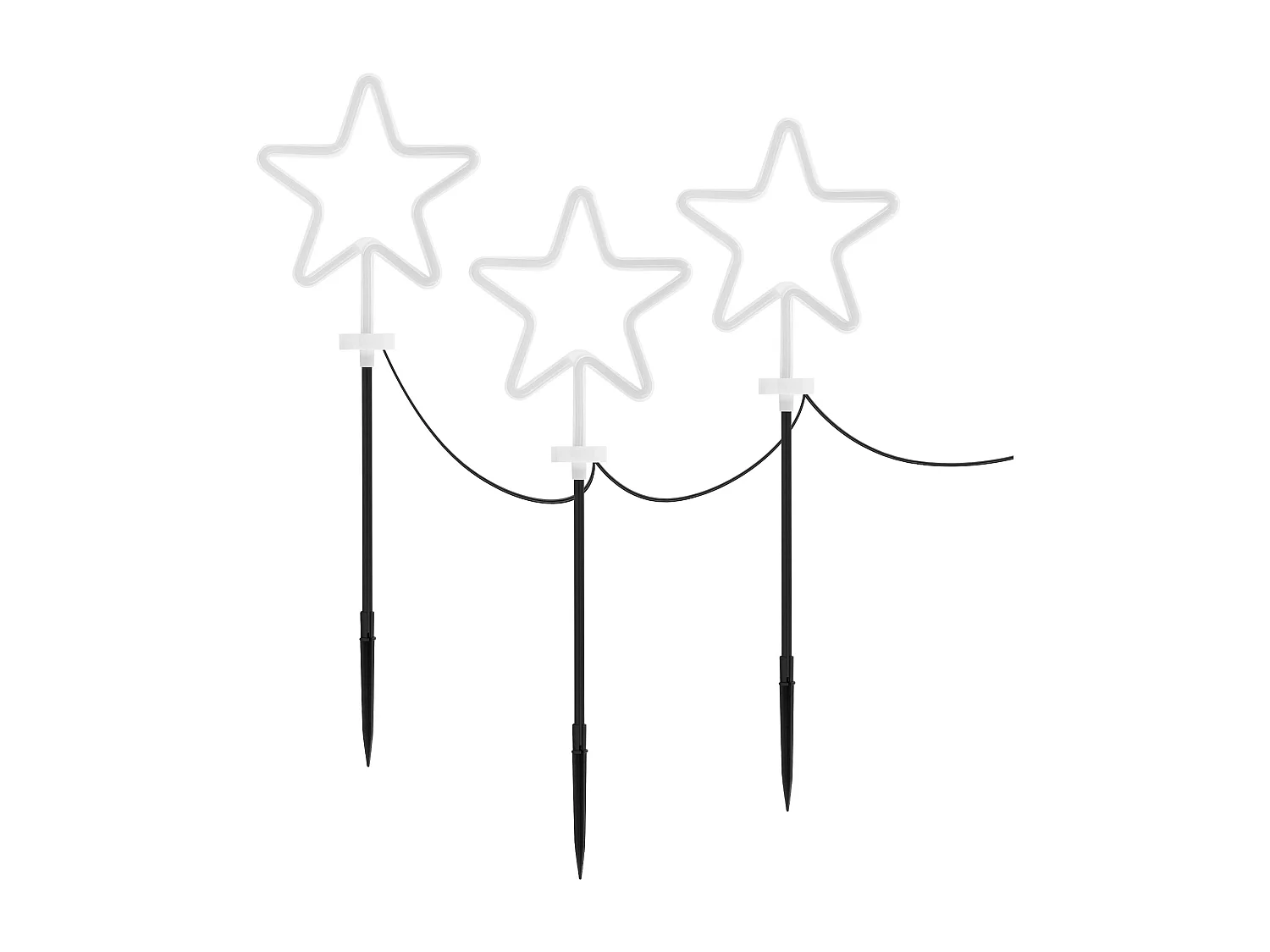 Set de 3 étoiles décoratives pour noël H58 cm ornement de jardin et maison avec piquets à enfoncer dans la terre/pelouse guirlande lumineuse extérieur