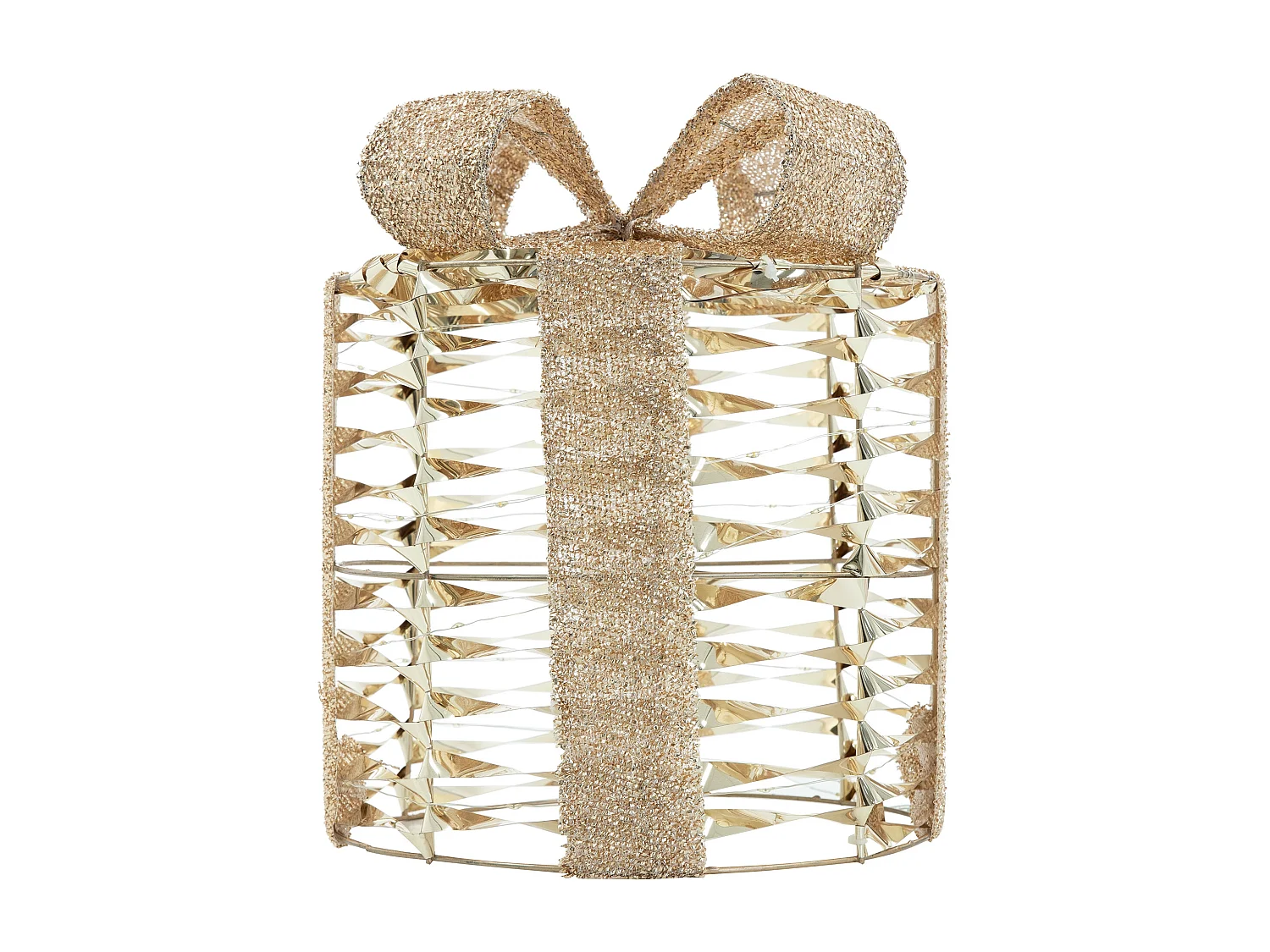 Set de 3 boîtes cadeaux de noël à led dorées 135 led blanc chaud structure en fil métallique décoration saison fonctionne sur piles minuterie inclus