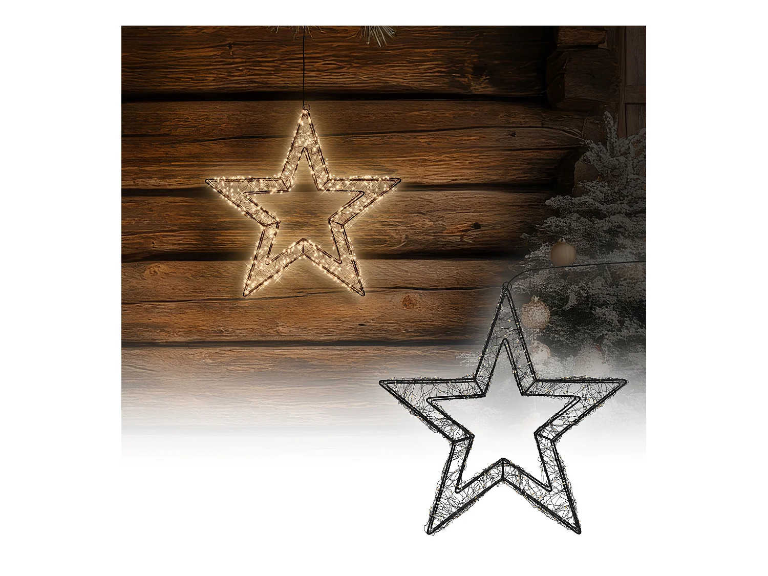 ECD Germany Stella luminosa LED 38 cm 500 LED bianco caldo extra, impermeabile con timer, decorazioni natalizie interno esterno finestra giardino