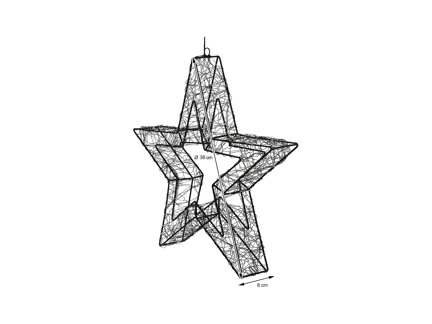 ECD Germany Stella luminosa LED 38 cm 500 LED bianco caldo extra, impermeabile con timer, decorazioni natalizie interno esterno finestra giardino