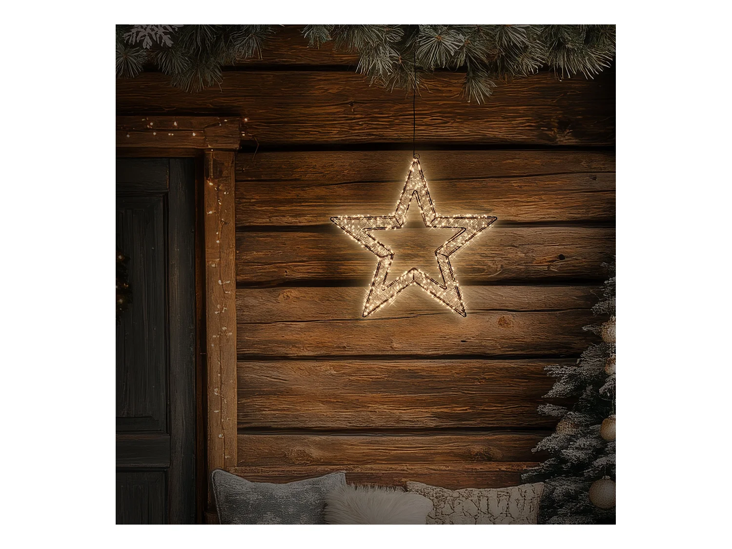 ECD Germany Stella luminosa LED 38 cm 500 LED bianco caldo extra, impermeabile con timer, decorazioni natalizie interno esterno finestra giardino