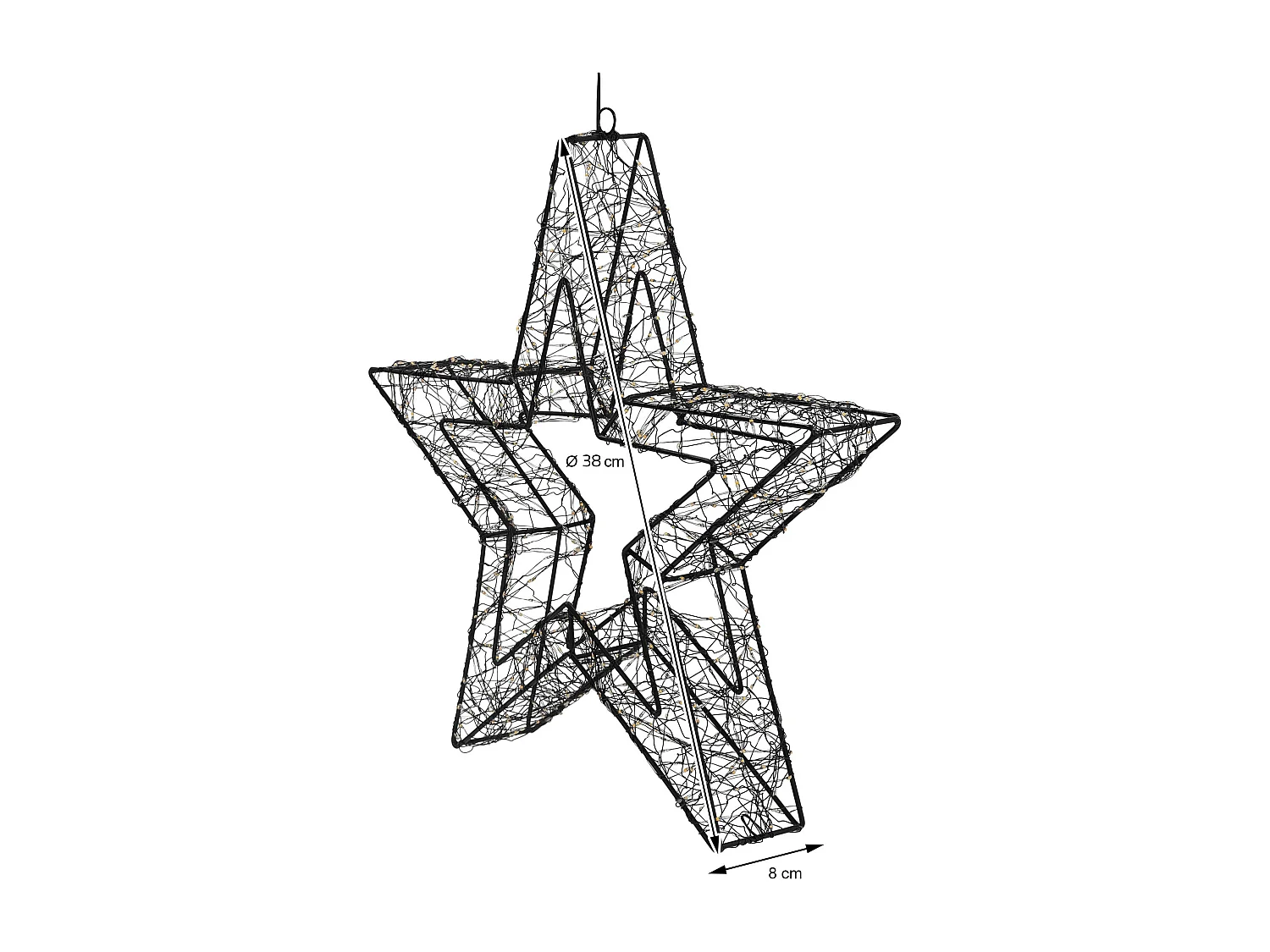 ECD Germany Stella luminosa LED 38 cm 500 LED bianco caldo extra, impermeabile con timer, decorazioni natalizie interno esterno finestra giardino