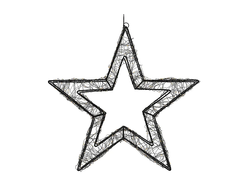 Étoile de noël décorative à suspendre 38 cm noir avec 500 led blanc extra chaud IP44 étanche avec éclairage et minuterie pour l'intérieur/extérieur