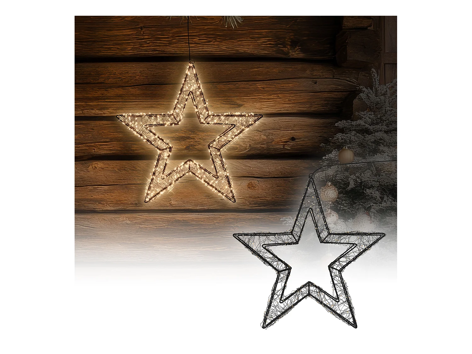 ECD Germany Estrella de Navidad 50cm con 720 luces LED blanco extra cálido para interior/exterior con temporizador decoración luminosa adorno colgante