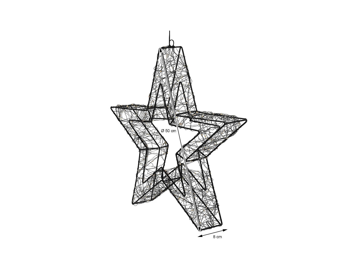 ECD Germany Estrella de Navidad 50cm con 720 luces LED blanco extra cálido para interior/exterior con temporizador decoración luminosa adorno colgante