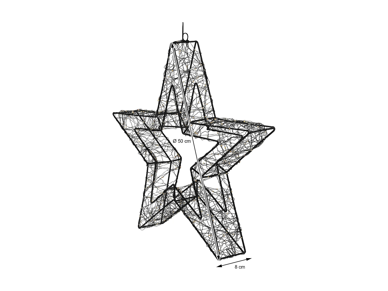 ECD Germany Estrella de Navidad 50cm con 720 luces LED blanco extra cálido para interior/exterior con temporizador decoración luminosa adorno colgante