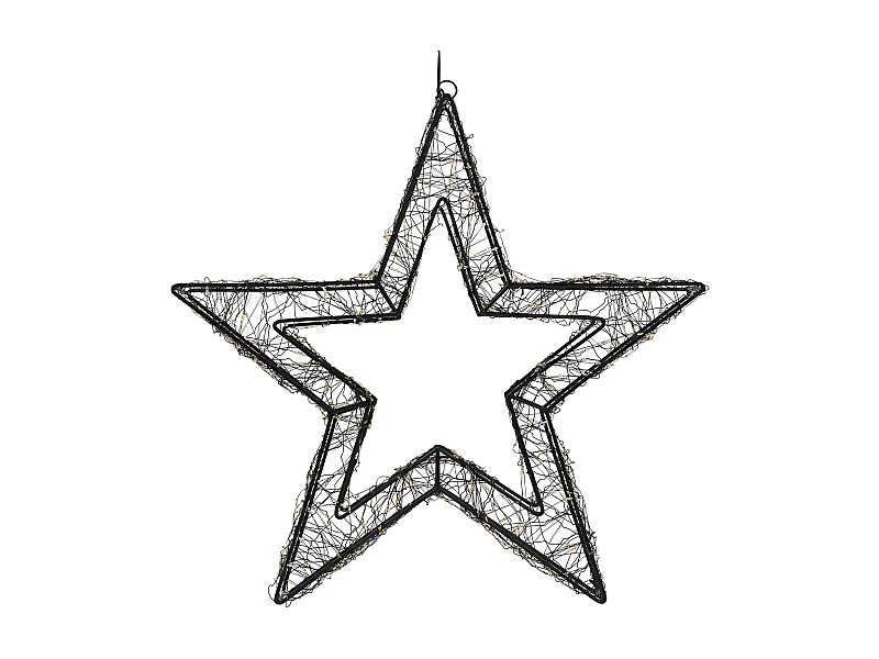 Étoile de noël décorative à suspendre 50 cm noir avec 720 led blanc extra chaud IP44 étanche avec éclairage et minuterie pour l'intérieur/extérieur