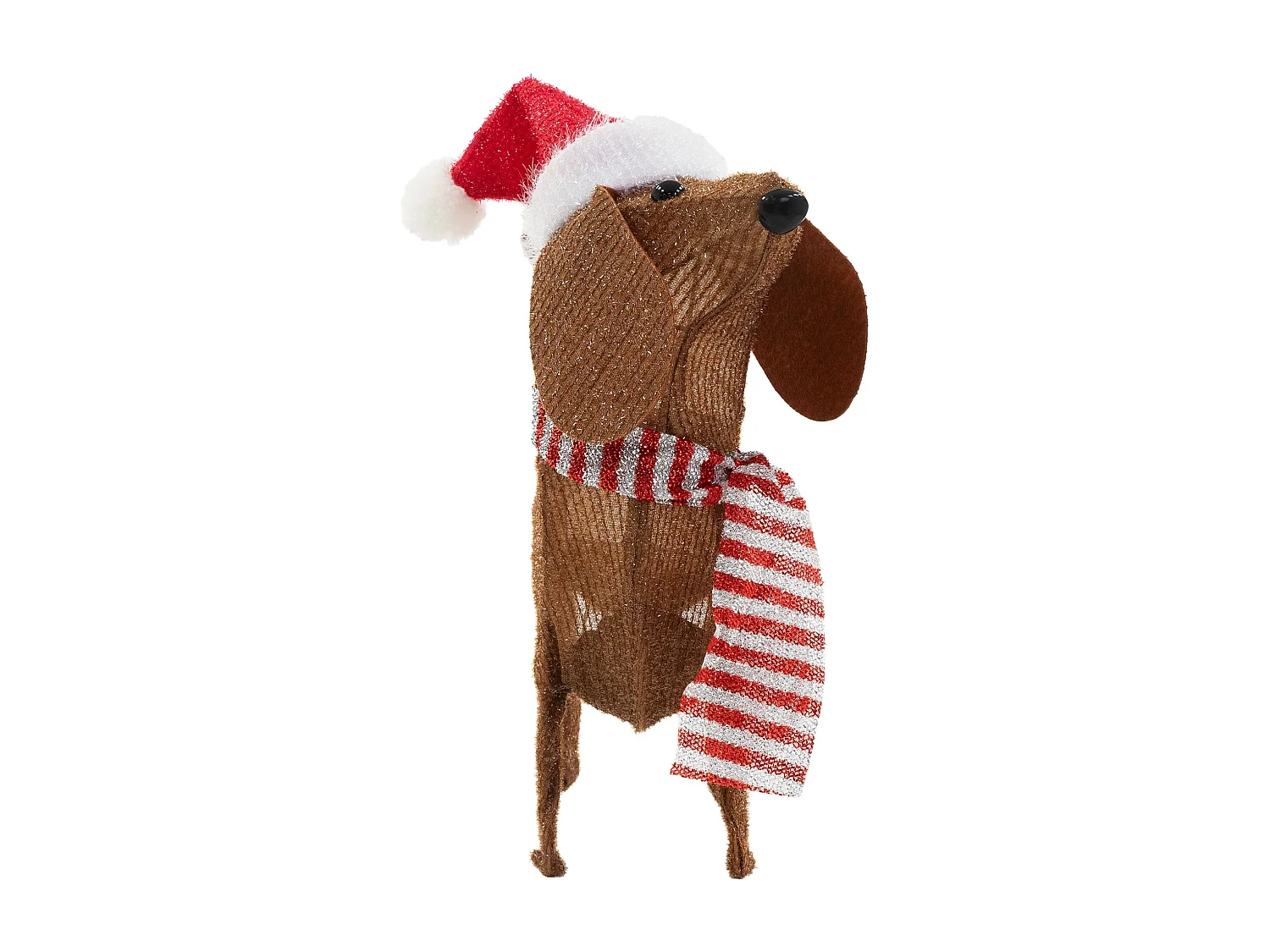 ECD Germany Cane luminoso per Natale 60x43 cm 40 LED bianco caldo, con berretto e sciarpa, bassotto decorativo, decorazione natalizia per interno