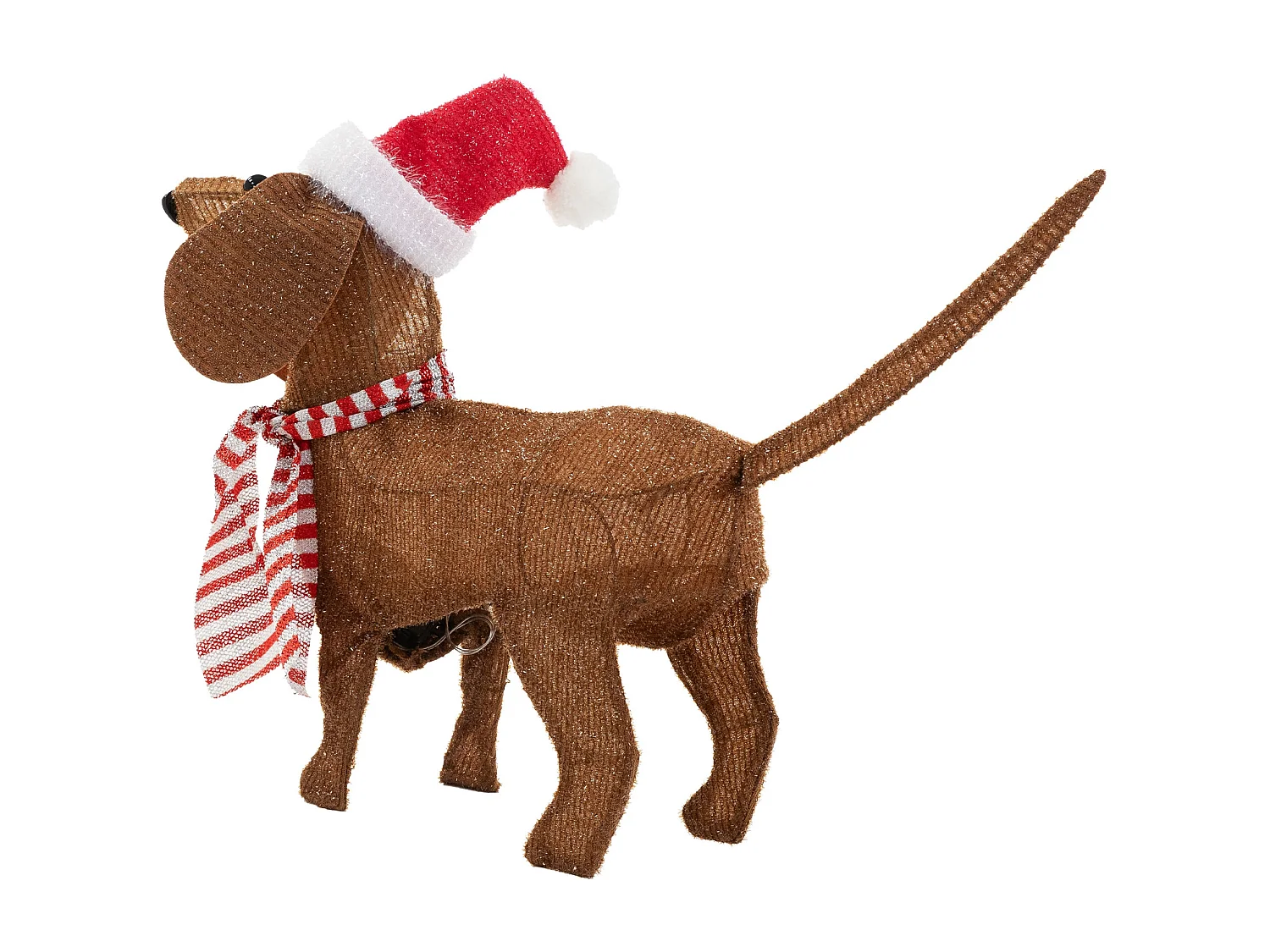 ECD Germany Cane luminoso per Natale 60x43 cm 40 LED bianco caldo, con berretto e sciarpa, bassotto decorativo, decorazione natalizia per interno