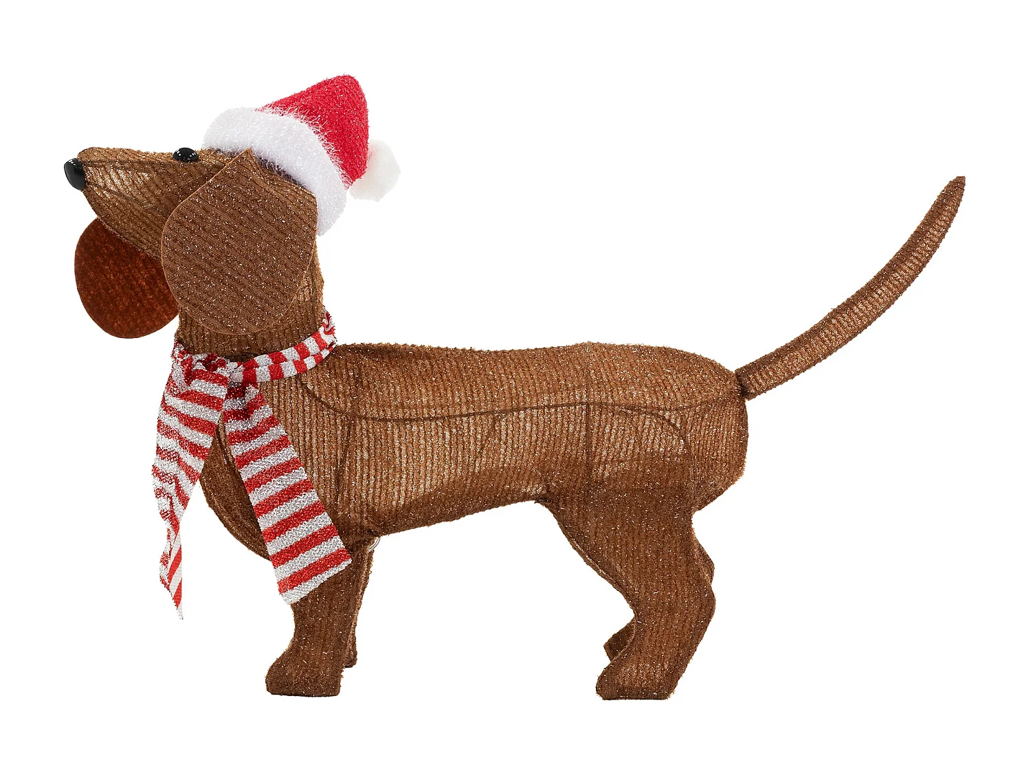 ECD Germany Cane luminoso per Natale 60x43 cm 40 LED bianco caldo, con berretto e sciarpa, bassotto decorativo, decorazione natalizia per interno