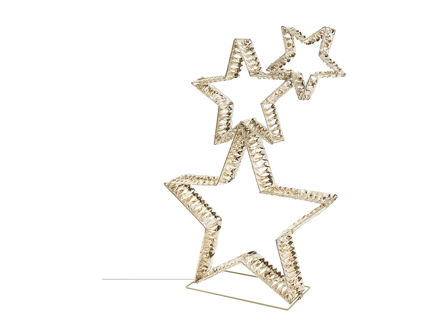 ECD Germany 3x Deko Weihnachtssterne übereinander, 80cm, 350 LED, Warmweiß, Gold, Leuchtstern Außen mit Timer, Weihnachtsdeko Weihnachtsbeleuchtung