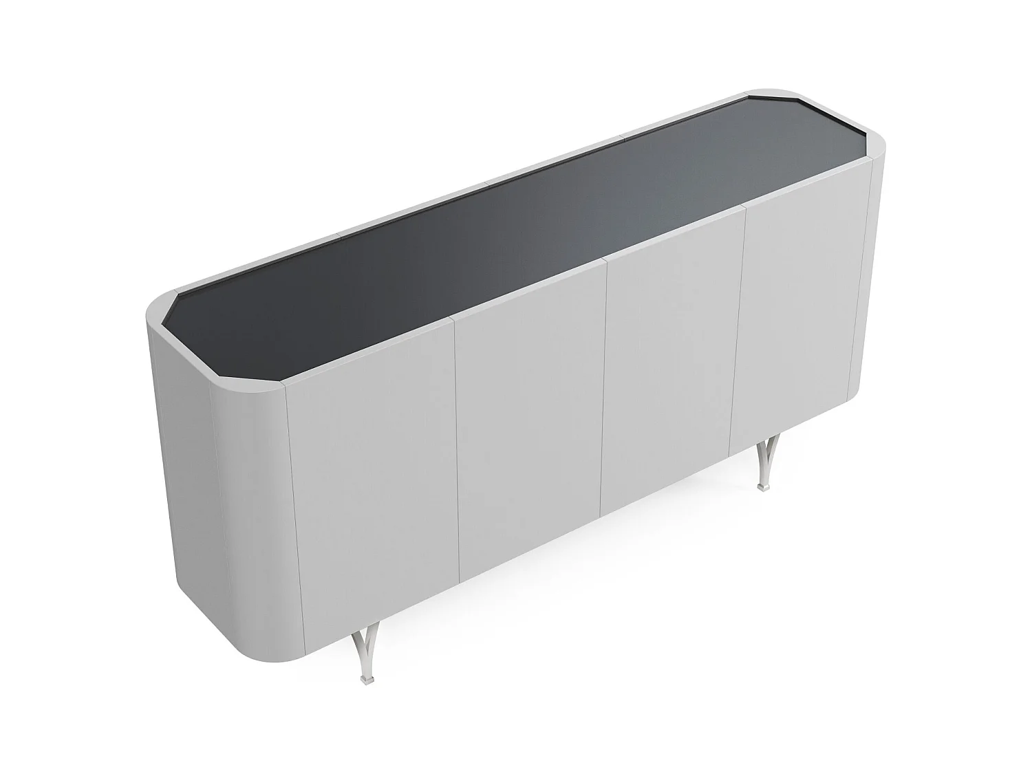 Commode moderne grise Dancan MONZA avec pieds argentés – largeur 160 cm