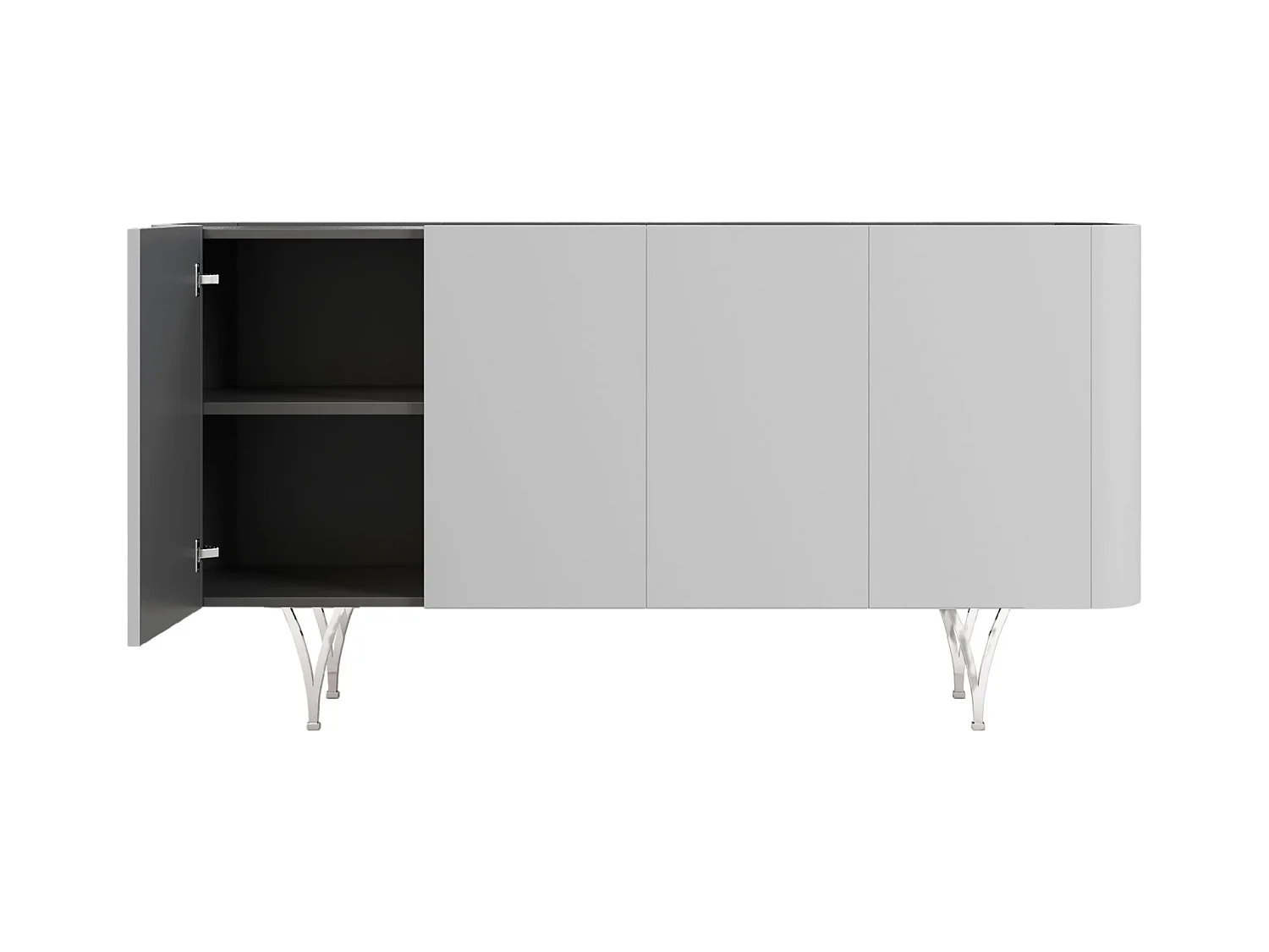 Commode moderne grise Dancan MONZA avec pieds argentés – largeur 160 cm