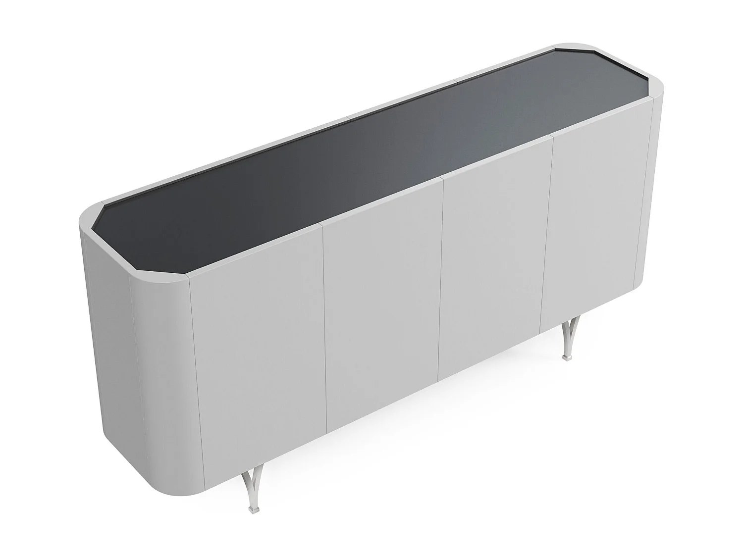 Sideboard Monza, grau/schwarz, silberne beine
