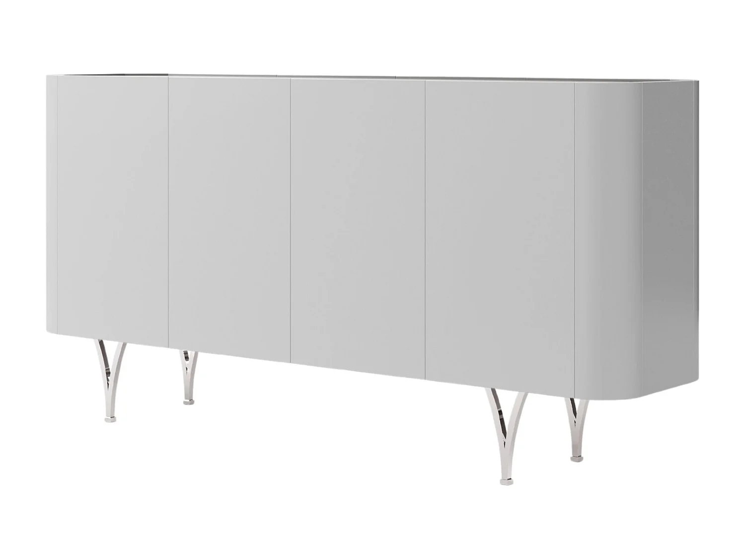 Sideboard Monza, grau/schwarz, silberne beine