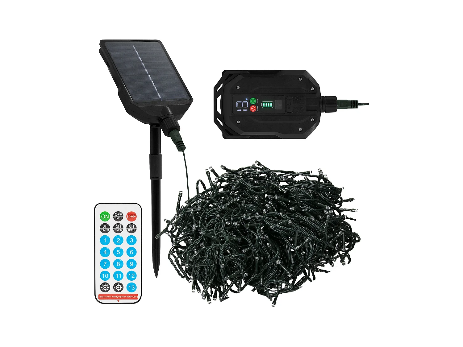 Świąteczne oświetlenie LED solarne Łańcuch świetlny 13 trybów Dekoracje świąteczne na zewnątrz Timer
