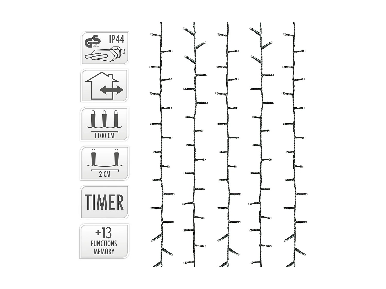 ECD Germany Solar Lichterkette Aussen 11m, 560 LED, Warmweiß, Weihnachtsbeleuchtung, Wasserfest, 13 Modi, Timer, Solarlichterkette Außenlichterkette