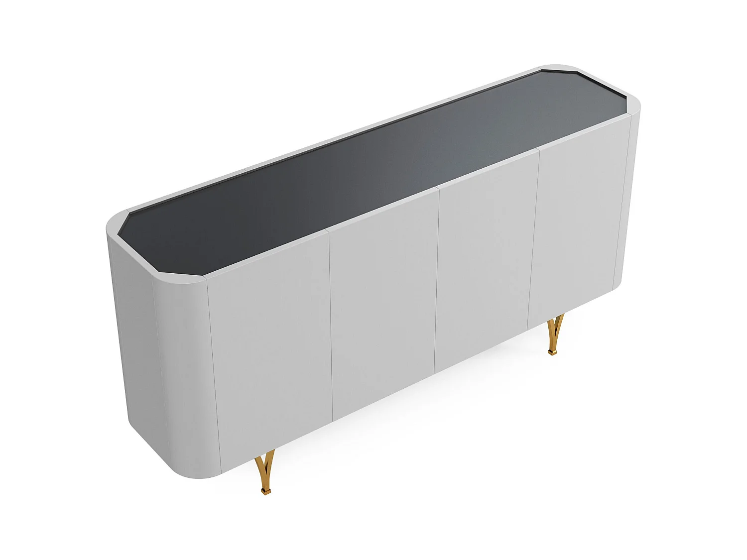 Commode moderne grise Dancan MONZA avec pieds dorés – largeur 160 cm