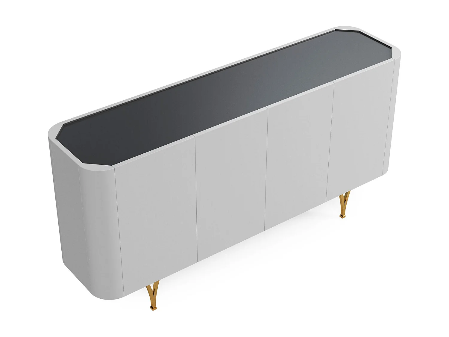 Sideboard Monza, grau/schwarz, goldene beine
