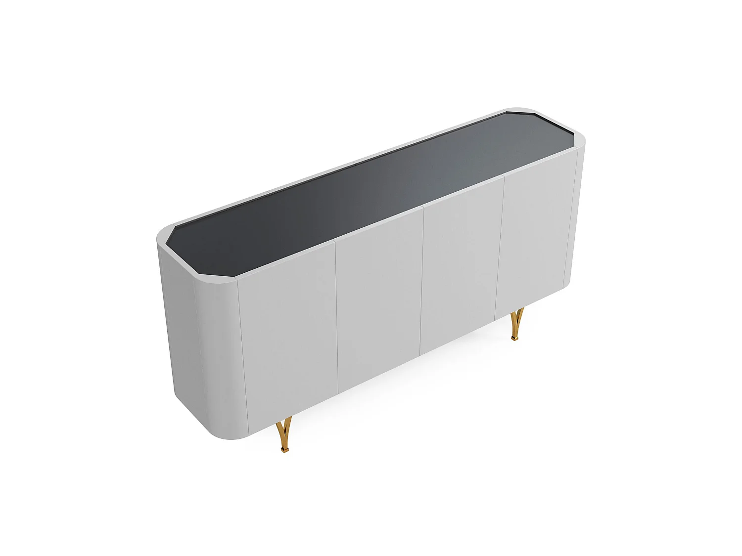 Sideboard Monza, grau/schwarz, goldene beine
