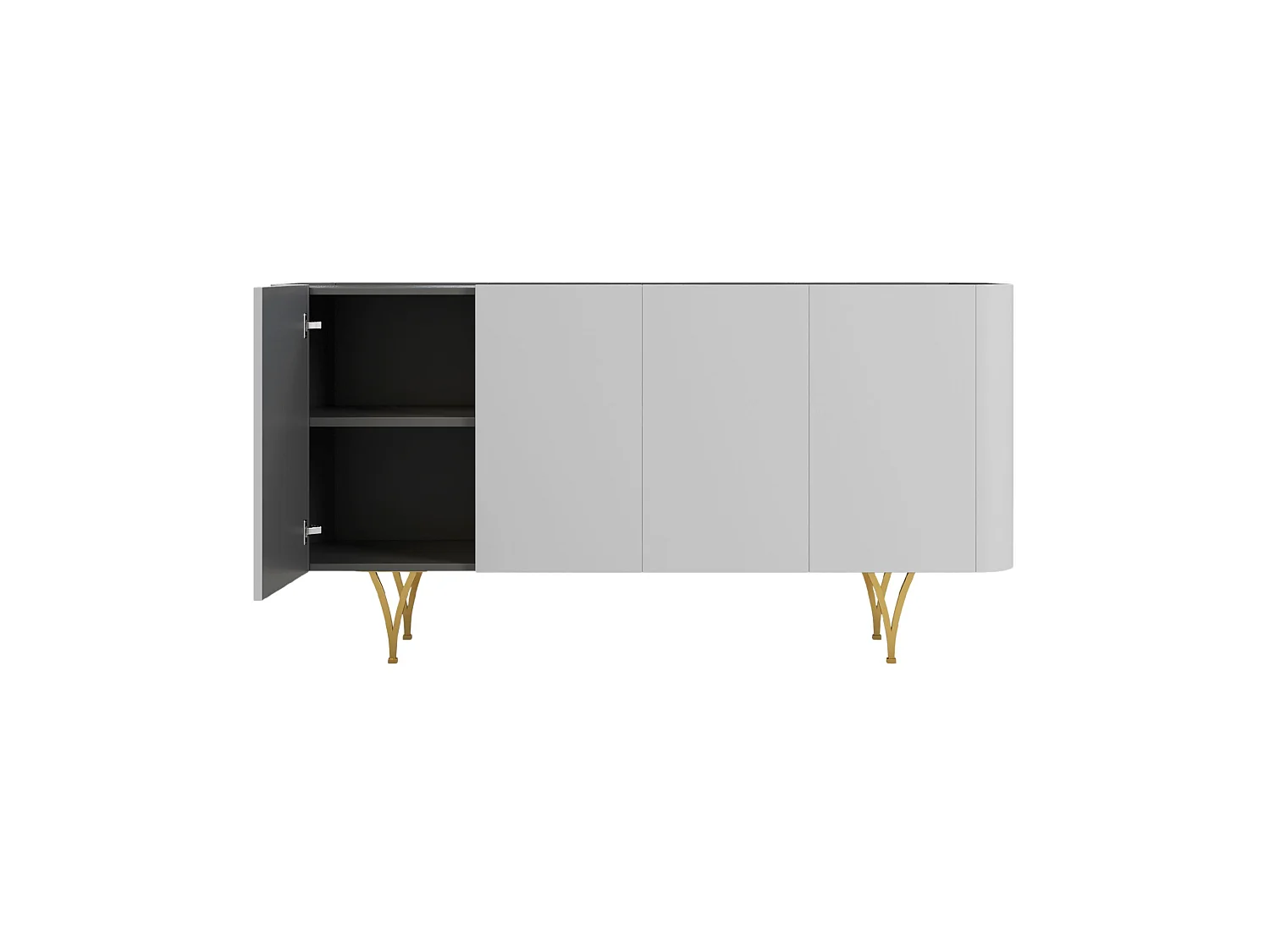 Sideboard Monza, grau/schwarz, goldene beine