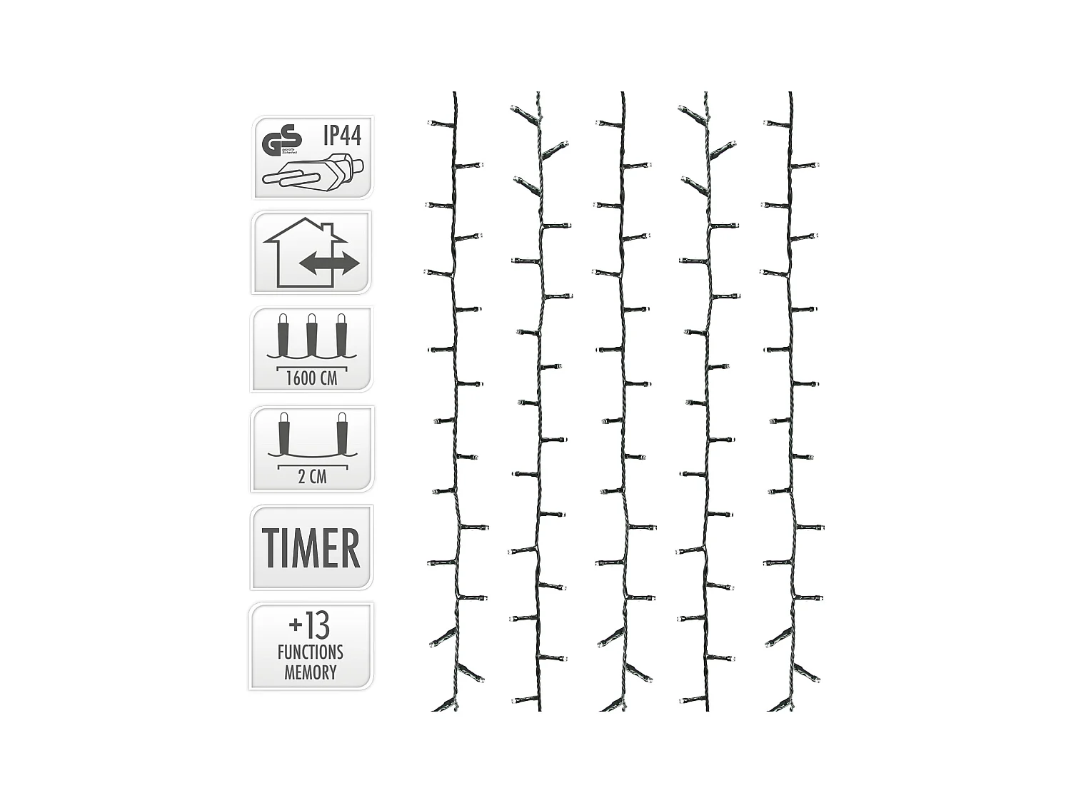 ECD Germany Catena luminosa solare 16m 800LED bianco caldo, impermeabile, 13 modalità, luci da giardino, illuminazione esterno per Natale, terrazza