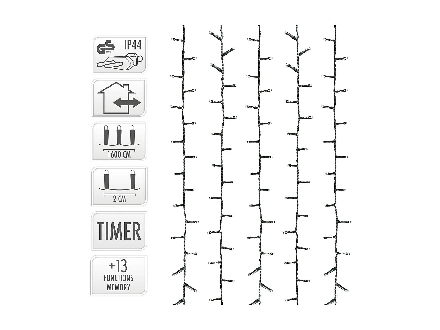 Świąteczne oświetlenie LED solarne Łańcuch świetlny 13 trybów Dekoracje świąteczne na zewnątrz Timer