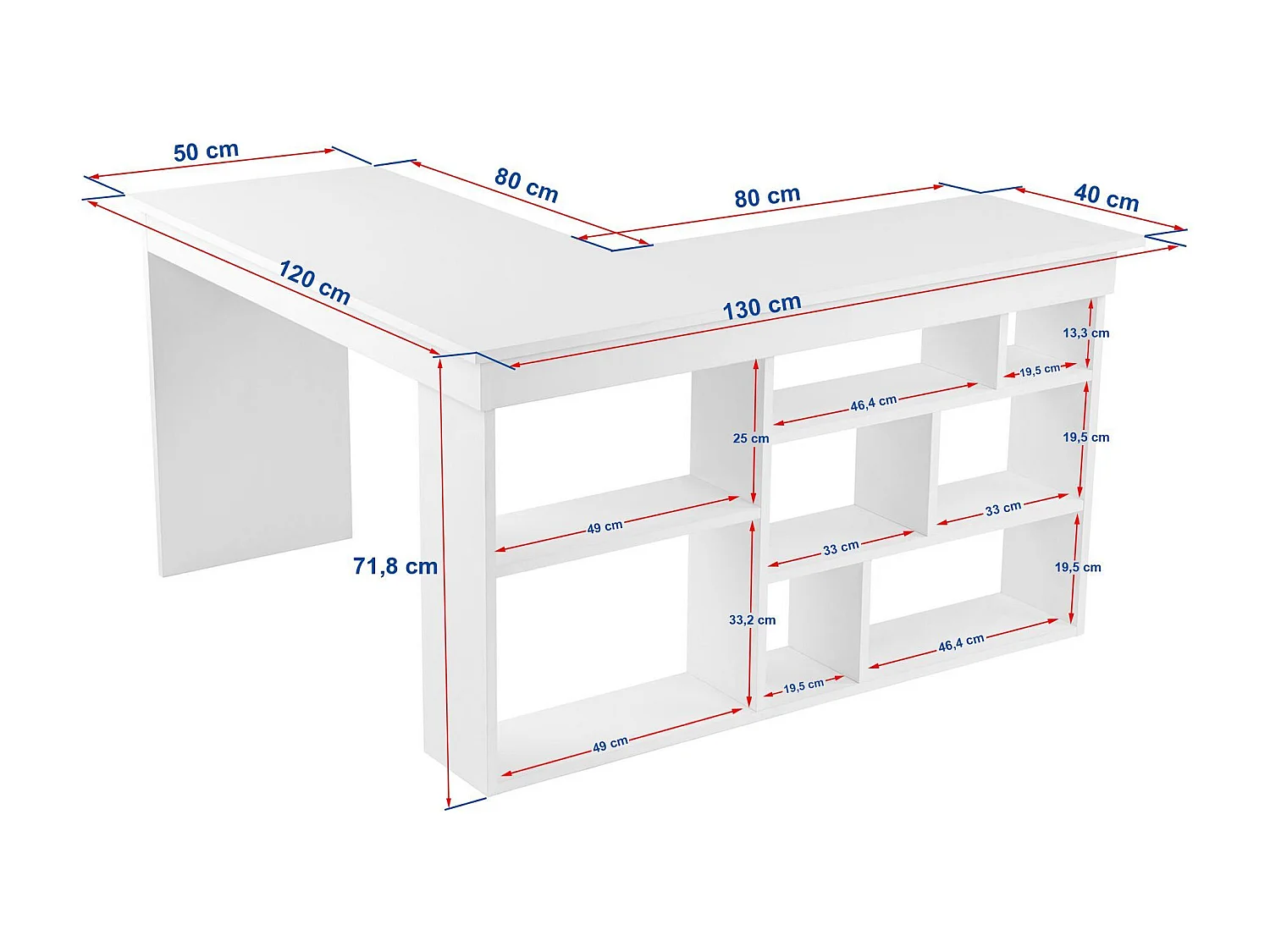 Bureau d'angle avec rangements - Coloris : Beige et naturel foncé - LILEUL