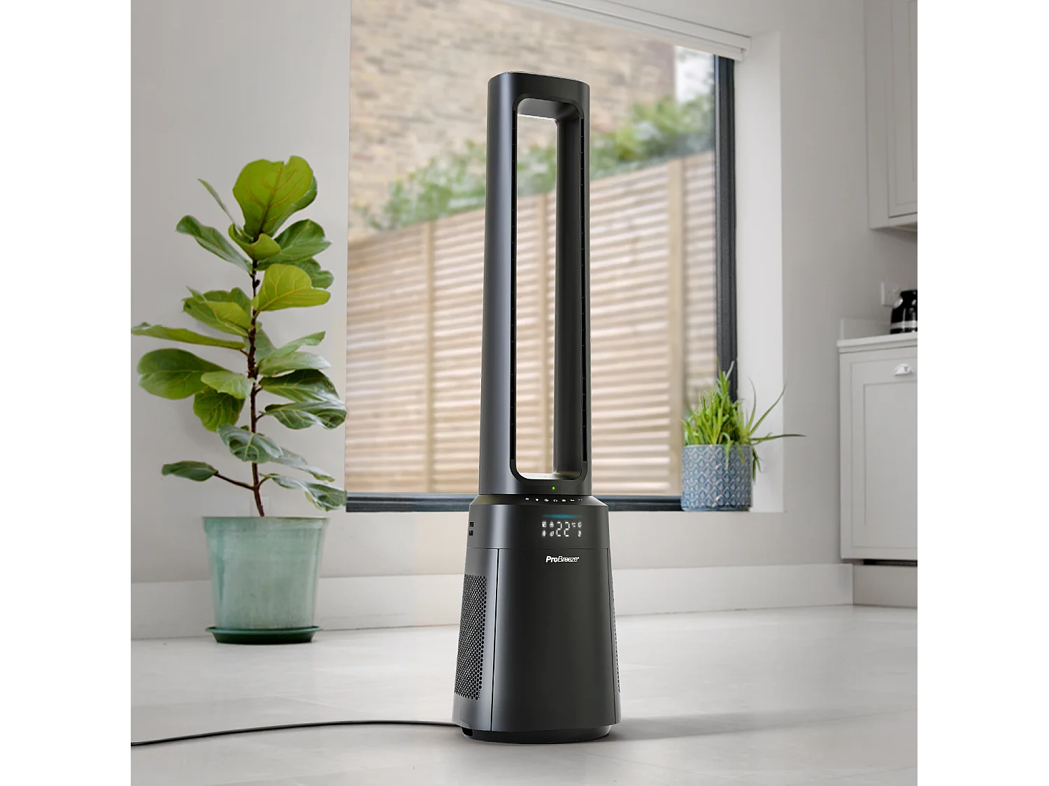 Ventilateur colonne sans pales premium OmniAir 41" avec purificateur d’air et contrôle via application