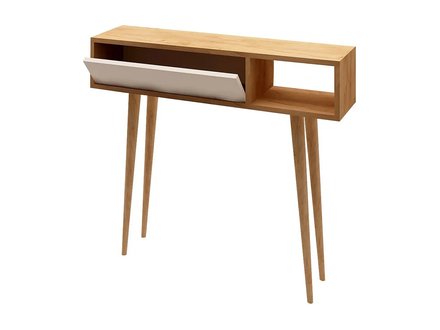 Aparador moderno de 2 níveis – 100 cm – carvalho e branco – madeira