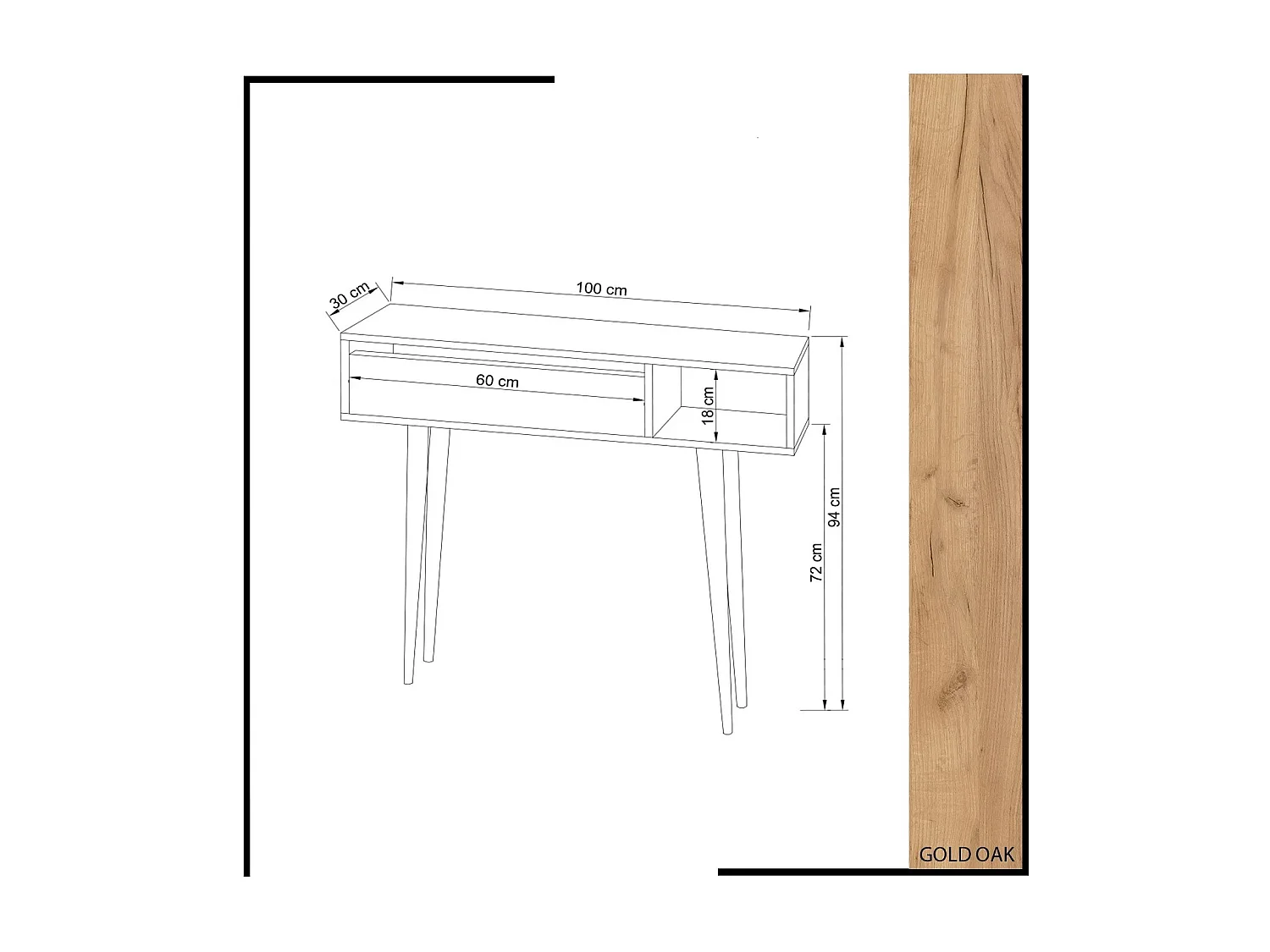 Aparador moderno de 2 níveis – 100 cm – carvalho e branco – madeira