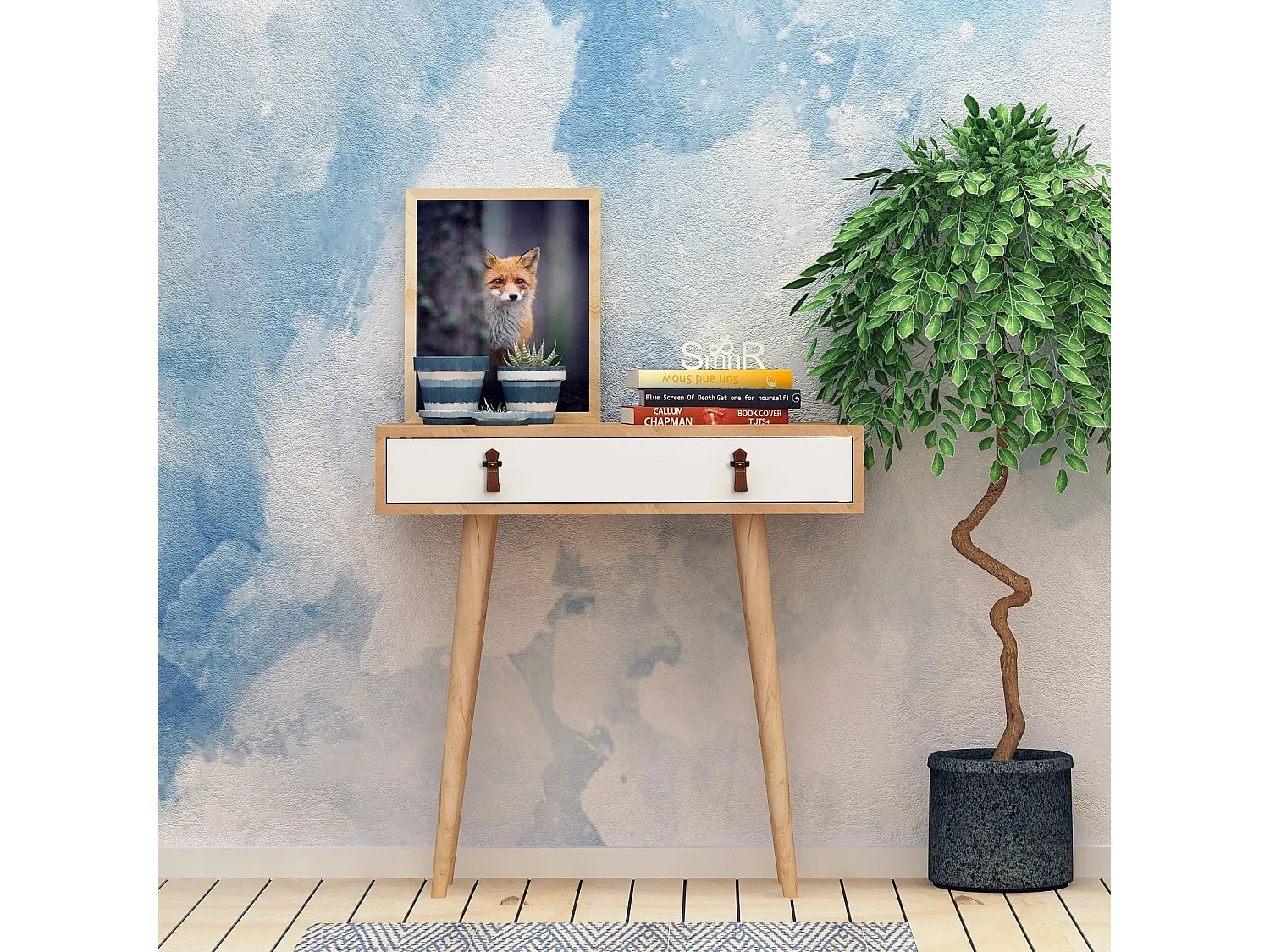 Consola Dokka color roble Blanco